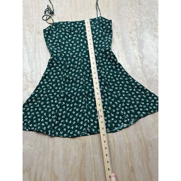 Reformation Dress Sz 2 Green Minidress  Viscose Rayon Flowers Summer “Sarah” - Picture 5 of 6